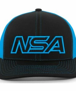 Pacific Headwear NSA Outline Series Neon Blue Snapback Hat: 104-BKNBBK