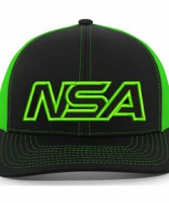Pacific Headwear NSA Outline Series Neon Green Snapback Hat: 104-BKNGBK