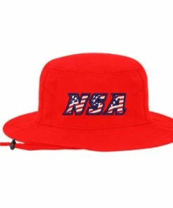 Pacific Headwear NSA Flag Series Bucket Hat: 1944B-RED