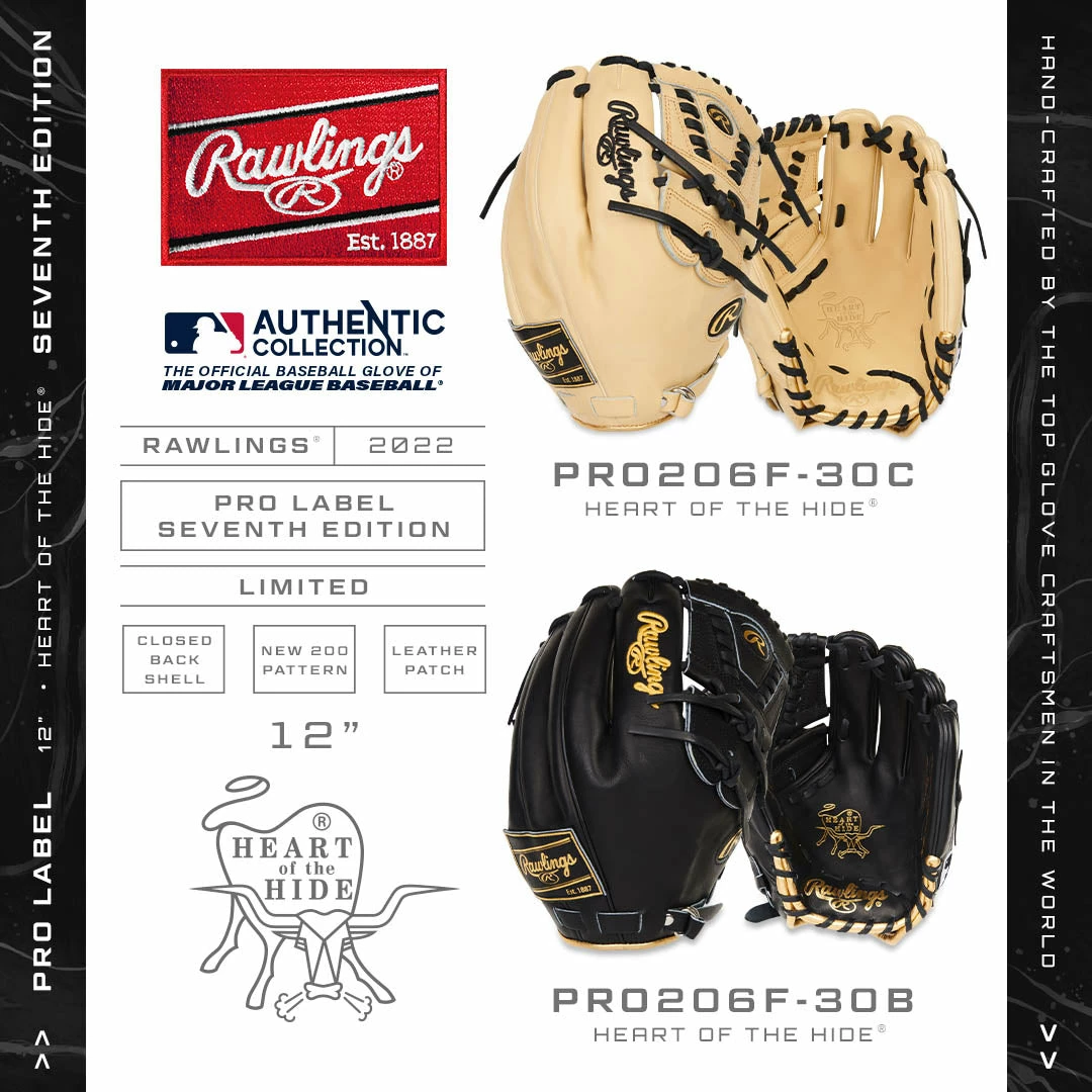 Rawlings Pro Label Heart Of The Hide 12" Baseball Glove: PRO206F-30B - Image 5