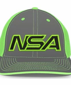 Pacific Headwear NSA Outline Series Neon Green Flex Fit Hat: 404M-NGG