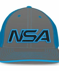 Pacific Headwear NSA Outline Series Neon Blue Flex Fit Hat: 404M-NBGR