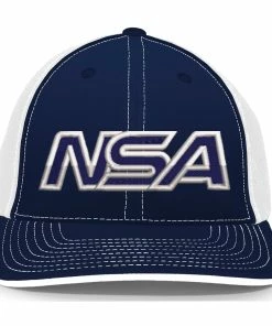 Pacific Headwear NSA Outline Series Navy Flex Fit Hat: 404M-NVWH
