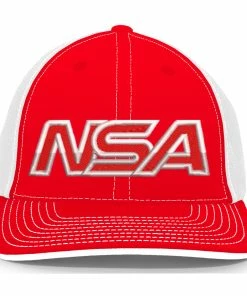 Pacific Headwear NSA Outline Series Red Flex Fit Hat: 404M-RDWH