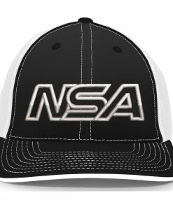 Pacific Headwear NSA Outline Series Black Flex Fit Hat: 404M-BKWH