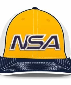 Pacific Headwear NSA Outline Series Navy Gold Flex Fit Hat: 404M-NAGD