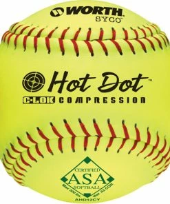 Worth ASA Hot Dot 12" 52/300 Composite Slowpitch Softballs: AHD12CY