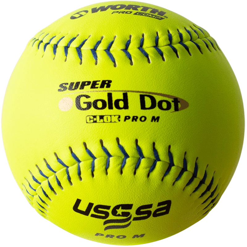 Worth USSSA Super Gold Dot Pro M 12" 44/375 Composite Slowpitch Softballs: UM12CY