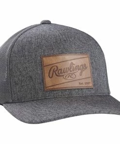 Rawlings Leather Patch Gray Snapback Hat: RSGLPH-GR