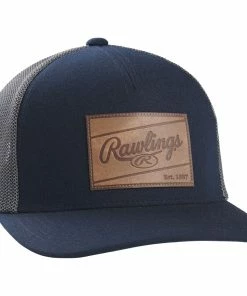 Rawlings Leather Patch Navy Snapback Hat: RSGLPH-N