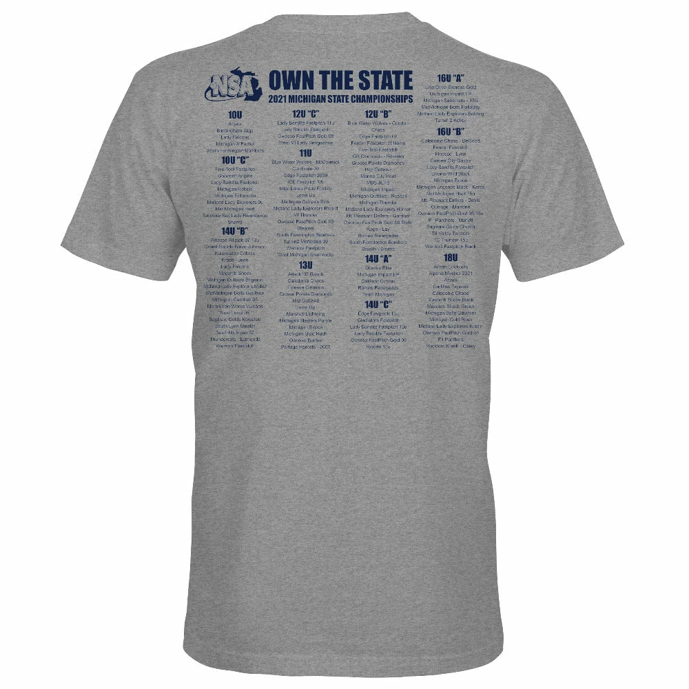 DSG Apparel 2021 NSA Michigan State Championships Fastpitch Tournament T-Shirt - Image 4