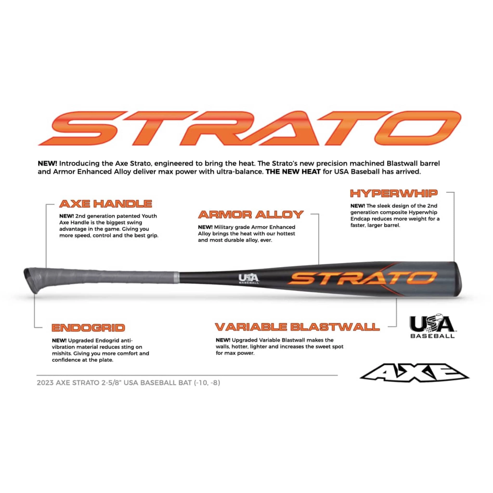 2023 AXE Strato -8 (2 5/8") USA Baseball Bat: L139K - Image 3